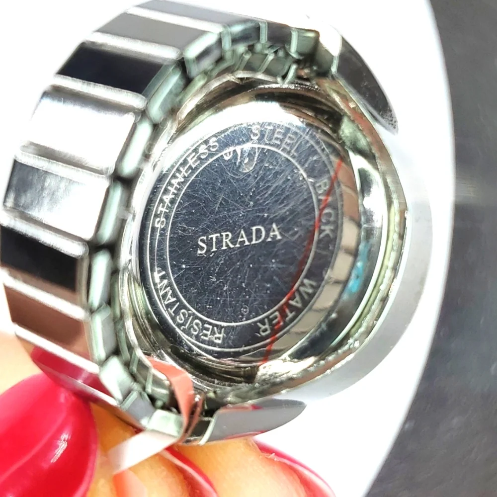 Strada Austrian Crystal Japanese Movement Leopard Ring Watch Stainless Steel